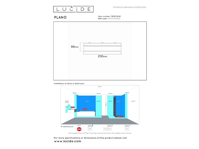 Lucide plano plafondlamp badkamer 23 cm led dimbaar ip44 opaal - afbeelding 3 van  4