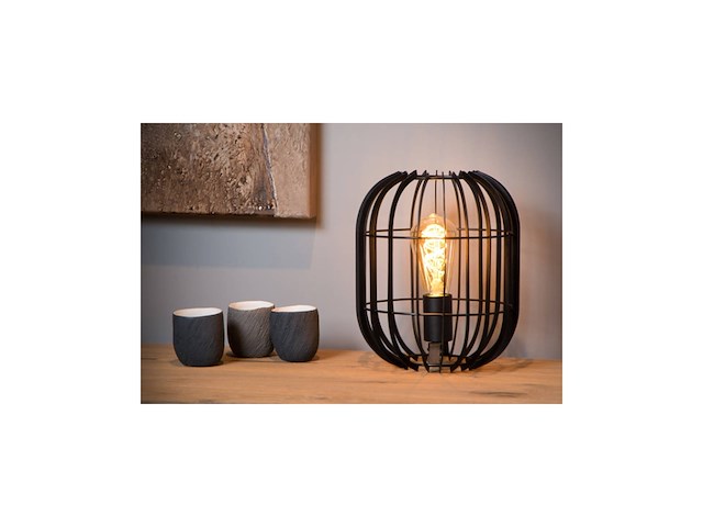 Lucide reda tafellamp 22 cm 1xe27 zwart - afbeelding 2 van  2