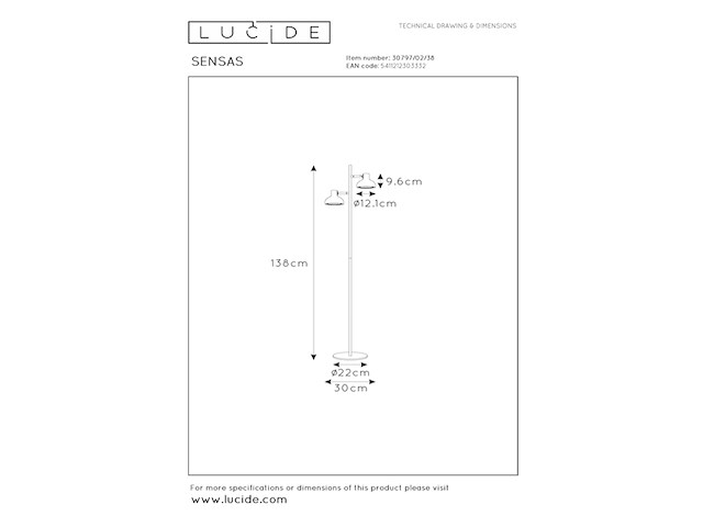 Lucide sensas vloerlamp 2xgu10 beige - afbeelding 3 van  4