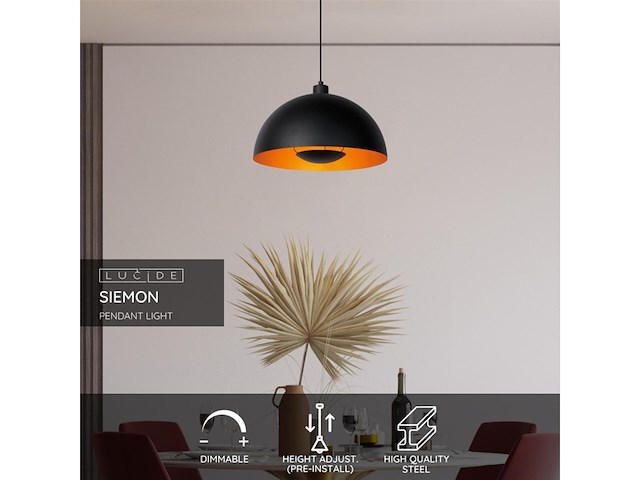 Lucide siemens pendant lights diameter 40 cm 1 x e27 black - afbeelding 2 van  3
