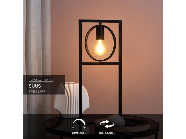 Lucide suustafellamp 1xe27 zwart - afbeelding 2 van  2