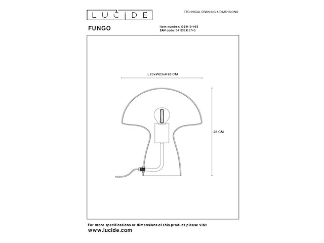 Lucide tafellamp fungo rookglas - afbeelding 4 van  4