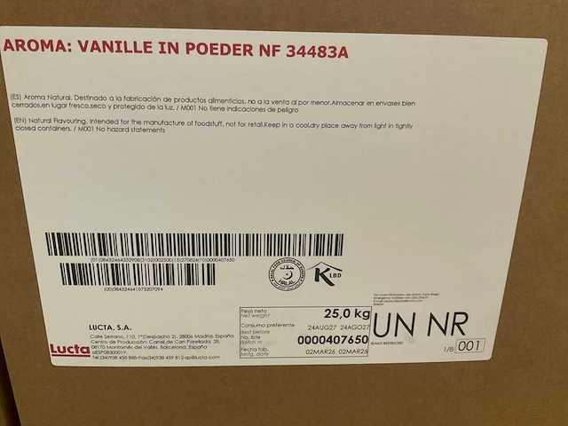 Lucta vanille in poeder nf 34483a 25kg (5x) - afbeelding 1 van  2