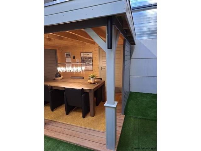 Lugarde vuren tuinhuis met overkapping - 636x180cm - afbeelding 8 van  15