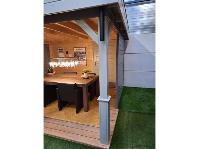 Lugarde vuren tuinhuis met overkapping - 636x180cm - afbeelding 10 van  15