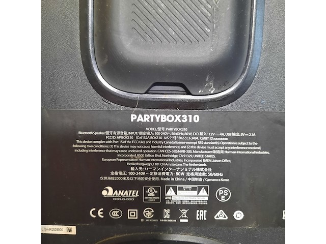 Luidspreker, jbl, partybox 310 - afbeelding 4 van  6