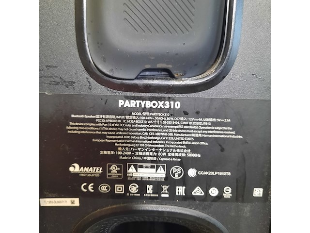 Luidspreker, jbl, partybox 310 - afbeelding 4 van  6