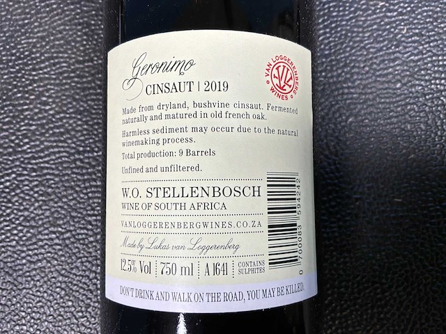 Lukas van loggerenberg geronimo cinsault 2019 rode wijn (2x) - afbeelding 3 van  3