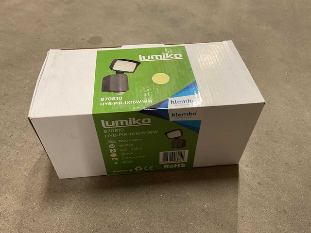 Lumiko hyb-pir-1x16w-ww 870810 led buitenverlichting met sensor (2x) - afbeelding 2 van  2