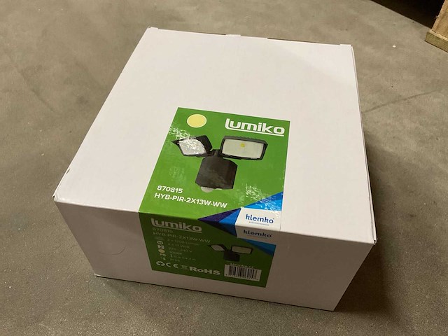 Lumiko hyb-pir-2x13w-ww 870815 led buitenverlichting met sensor - afbeelding 2 van  3