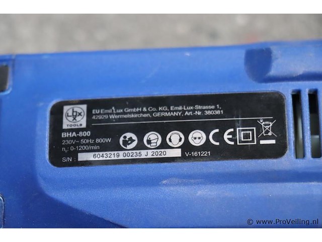 Lux-tools boor- en beitelhamer bha-800 - afbeelding 4 van  4