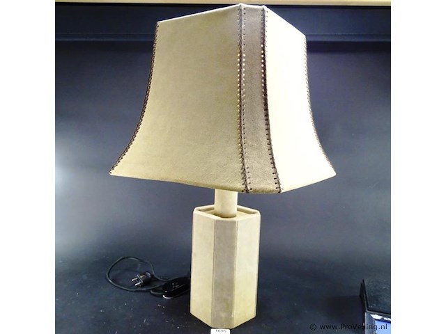Luxe geheel lederen tafellamp - afbeelding 1 van  5