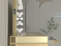 Luxe kaptafel met verlichting - 1500x600x810mm - goudkleurig - incl. krukje - afbeelding 6 van  12