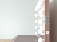 Luxe kaptafel met verlichting - 1500x600x810mm - hoogglans roze - incl. krukje - afbeelding 7 van  12