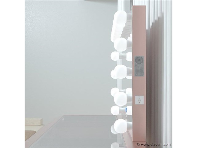 Luxe kaptafel met verlichting - 1500x600x810mm - roze - incl. poef - afbeelding 2 van  11