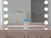 Luxe kaptafel met verlichting - 1500x600x810mm - roze - incl. poef - afbeelding 11 van  11