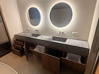 Luxe maatwerk - badmeubelset met natuurstenen dubbele wastafel – 312 x 90 cm - afbeelding 9 van  15