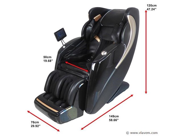 Luxe massagestoel zero gravity - dual-manipulators - zwart/blauw - afbeelding 14 van  15