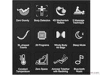 Luxe massagestoel zero gravity - wit / blauw - afbeelding 11 van  21