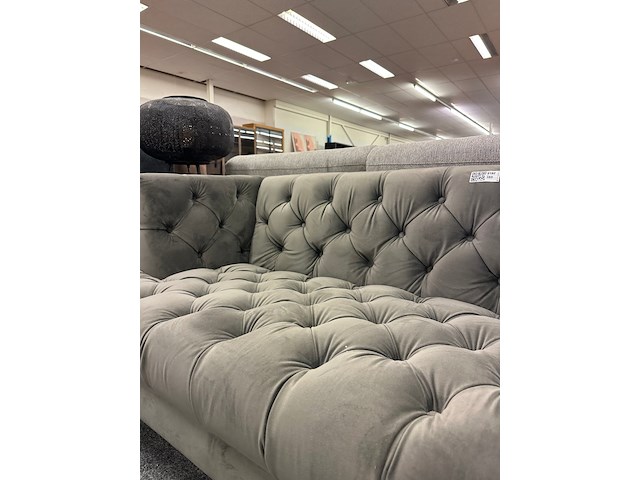 Luxe rechte bank verona, velvet, antraciet - afbeelding 4 van  4