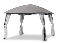 Luxe tuinpaviljoen met stalen frame en zijwanden, leco, grijs / lichtgrijs / antraciet