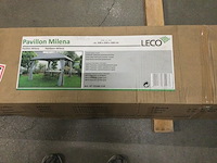 Luxe tuinpaviljoen met stalen frame en zijwanden, leco, grijs / lichtgrijs / antraciet - afbeelding 3 van  8