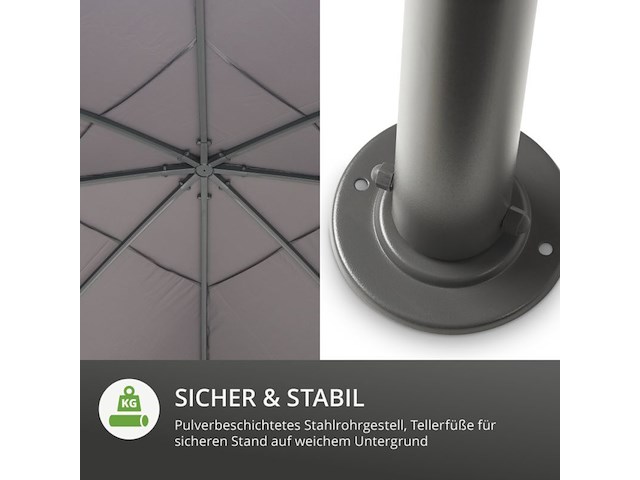 Luxe tuinpaviljoen met stalen frame en zijwanden, leco, grijs / lichtgrijs / antraciet - afbeelding 6 van  8