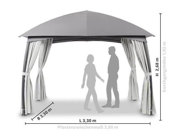 Luxe tuinpaviljoen met stalen frame en zijwanden, leco, grijs / lichtgrijs / antraciet - afbeelding 8 van  8