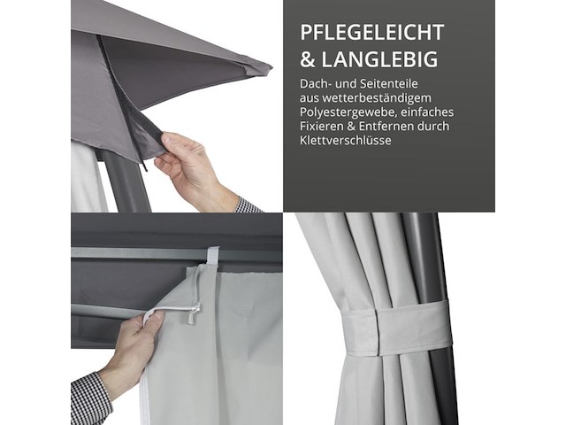 Luxe tuinpaviljoen met stalen frame en zijwanden, leco, grijs / lichtgrijs / antraciet - afbeelding 7 van  8