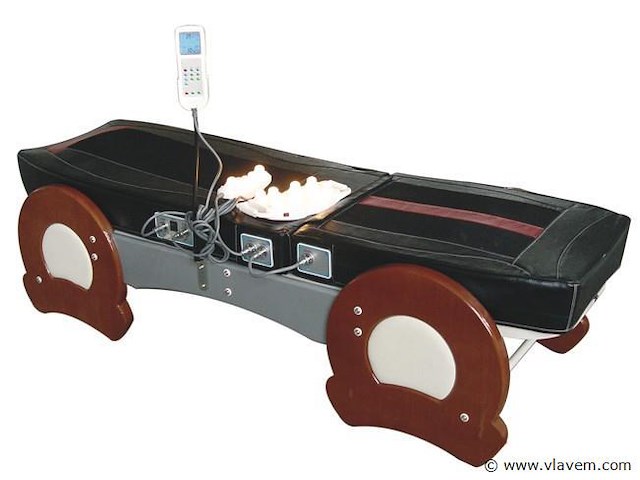 Luxe verwarmd massagebed met decoratief houten frame 200x60cm - afbeelding 1 van  5