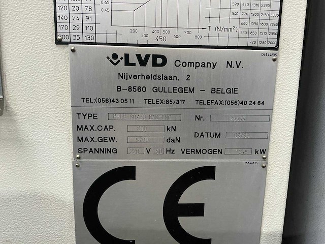 Lvd - ppeb 80/20 cad-cnc - cnc press brake - 1998 - afbeelding 5 van  12