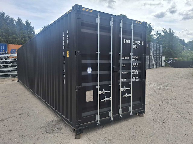 Lypu 40 ft high cube zwart zeecontainer met 4 zijdeuren - afbeelding 2 van  5