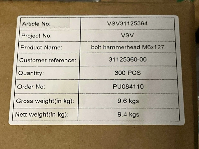 M6x127 mm pallet hamerkopbouten - afbeelding 5 van  5