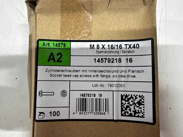 M8 x 16/16 tx40 - flensbout (20x) - afbeelding 2 van  3