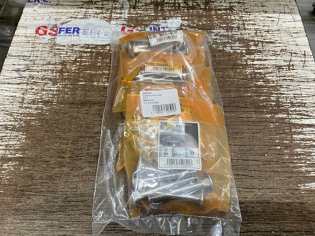 M8x60mm slotbout met moer (300x) - afbeelding 3 van  4