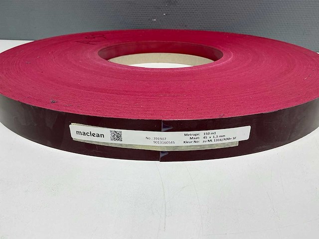 Mac lean - ml1316/a90 - glimmend bordeauxrood - kantenband - 300 m - 1,3x45 mm - afbeelding 6 van  6