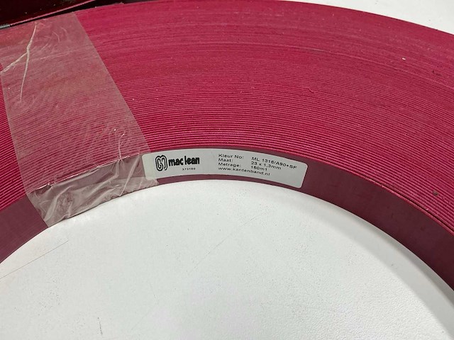 Mac lean - ml1316/a90 - glimmend bordeauxrood - kantenband - 600 m - 1,3x23 mm - afbeelding 5 van  6