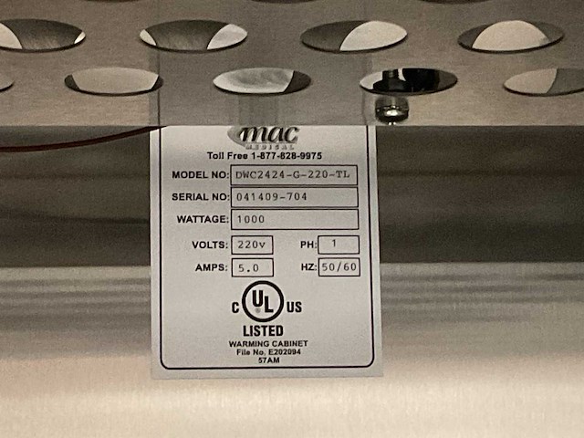 Mac medical dwc 24-24-g-220-tl warming cabinet - afbeelding 8 van  8