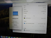 Macbook air m2 2022 14,2 model a2681 emc 4074. werkgeheugen 8 gb. 256 gb ssd. maos sanoma. 13,6 inch terina... - afbeelding 3 van  4