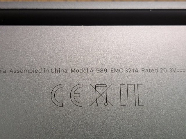 Macbook pro 13-inch, apple, a1989, 2018 - afbeelding 10 van  10