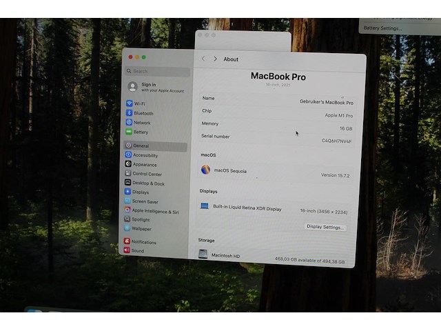 Macbook pro 16 inch 2021 apple m1 pro. werkgeheugen 16 gb. macos sequoia. 494,38 hdd - afbeelding 3 van  4