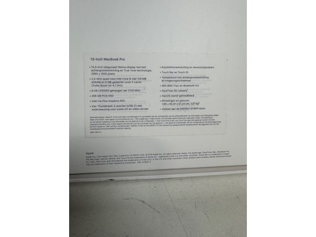 Macbook pro apple, a1989, space grey - afbeelding 4 van  6