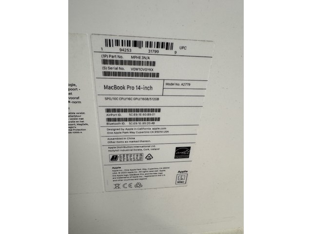 Macbook pro apple, a2779, zilver - afbeelding 6 van  7