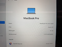 Macbook pro m1 apple, a2338 emc3578, 2020 - afbeelding 10 van  18