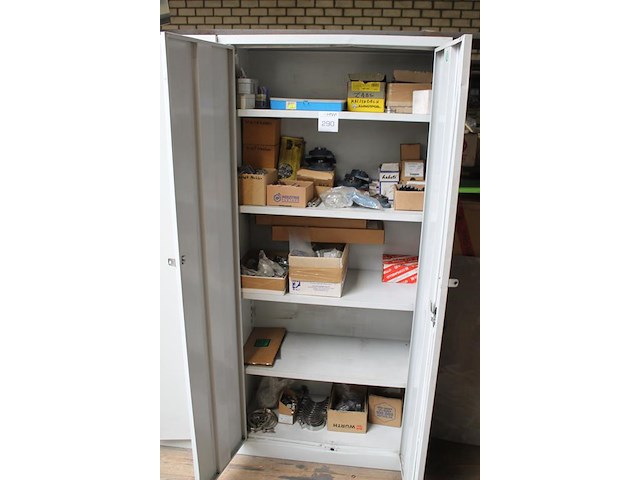 Machineonderdelen in kast w.o. tandwielen, lagers, veren, schakels, etc. - afbeelding 2 van  6