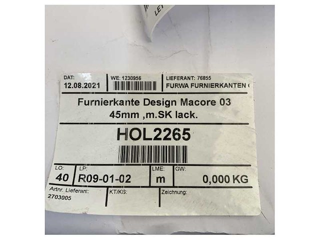 Macore 03 fineer randbanding 45mm zelfklevende gelakte - 130376 - afbeelding 9 van  9