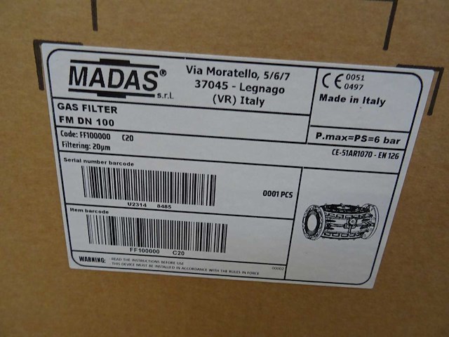 Madas - gasfilter met flens (20x) - afbeelding 3 van  10