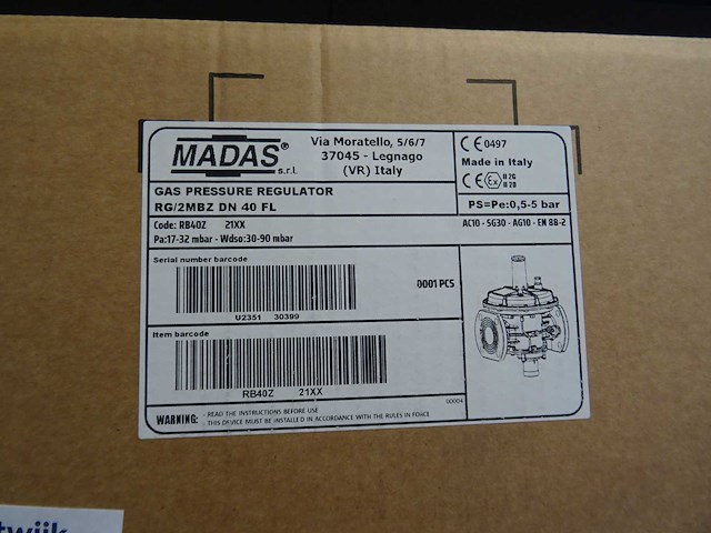 Madas - rg/2mbz - gasdrukregelaar (28x) - afbeelding 2 van  11