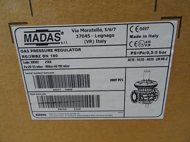 Madas - rg/2mbz dn 100 - gasdrukregelaar (5x) - afbeelding 2 van  3