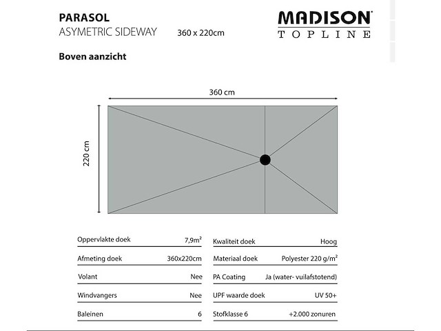 Madison - asymetric sideway - parasol - afbeelding 4 van  4